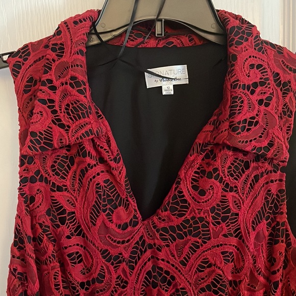 Red lace Size 12 Signature by Robbie Bee dress - Picture 2 of 9